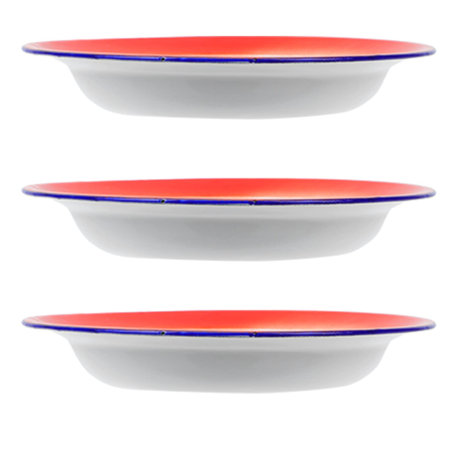 3-Piece Retro Round Enamel Serving Dishes - Vintage Style Enamel Plates for Home, Kitchen & Dining | Perfect for Appetizers, Desserts & Party Food Presentation