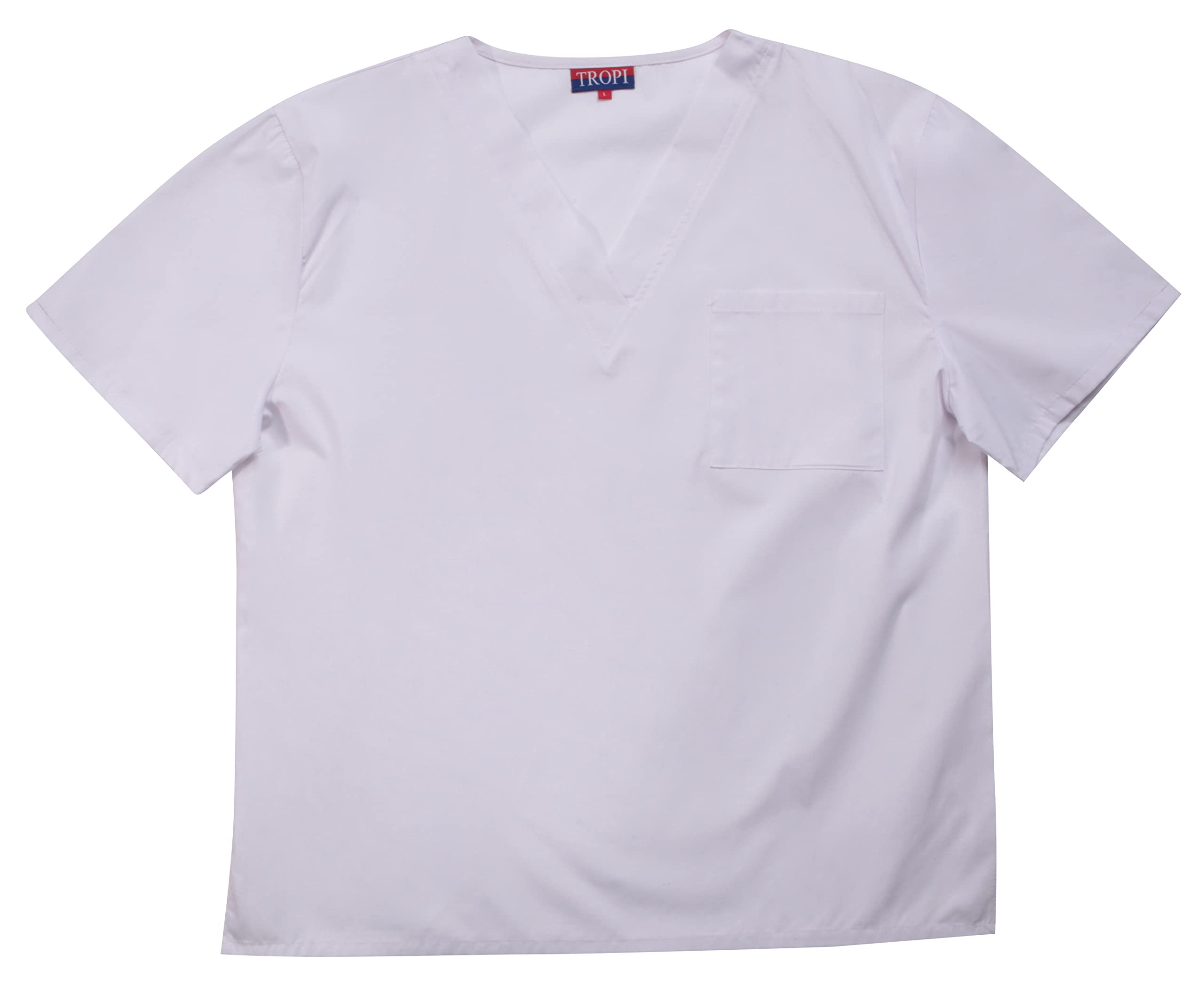 Tropi Men's Scrub Top Uniforms 6951 - White - Comfortable Medical Scrubs for Doctors & Nurses - Perfect for Hospital, Clinic & Healthcare Work