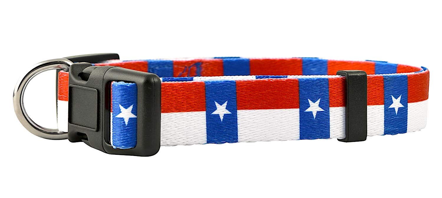 Native Pup Texas State Flag Dog Collar - Large Size for Medium to Large Dogs - Durable Nylon Pet Collar with Adjustable Buckle - Perfect for Walks, Hiking & Texas Pride Pet Accessories