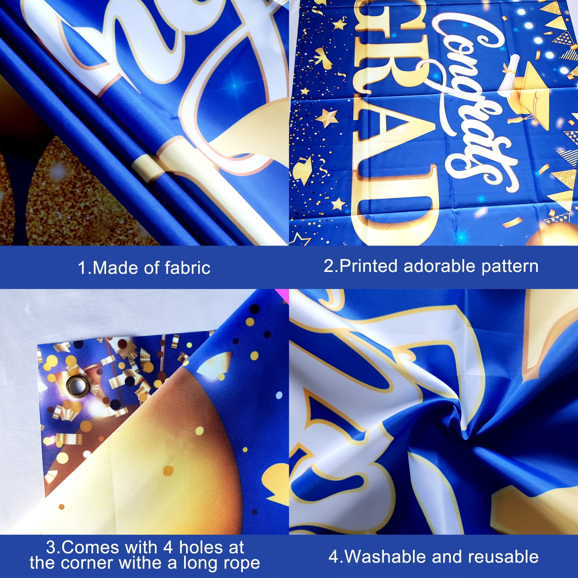 KatchOn Extra Large Congratulations Graduation Banner - 72x44 Inch Class of 2025 Decorations, Blue & Gold Grad Party Supplies for High School & College Commencement Ceremony - Perfect for Graduation Party Decor, Photo Backdrops & School Events