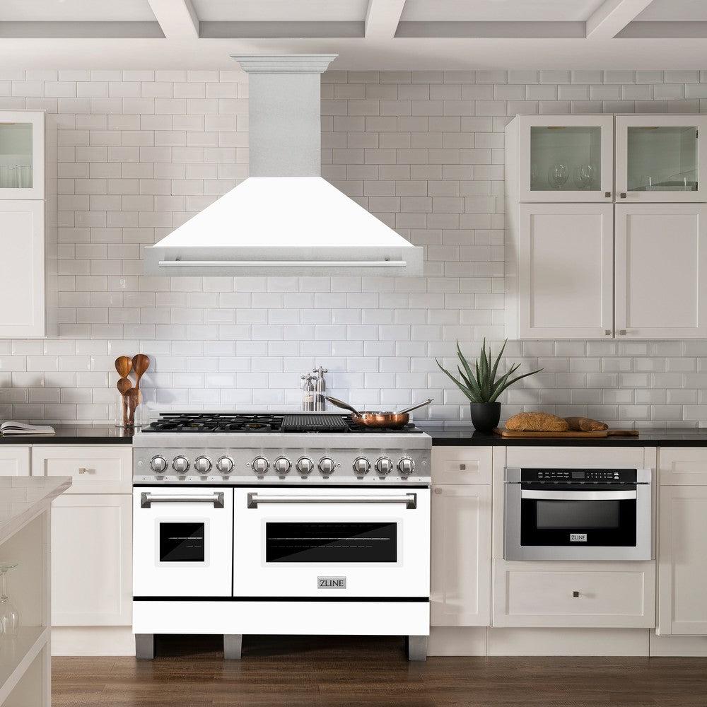 ZLINE 48-Inch Stainless Steel Wall Mount Range Hood with Satin Finish & Stainless Steel Handle (8654SNX 48) - Powerful Kitchen Ventilation for Gas Stoves & Cooking Areas