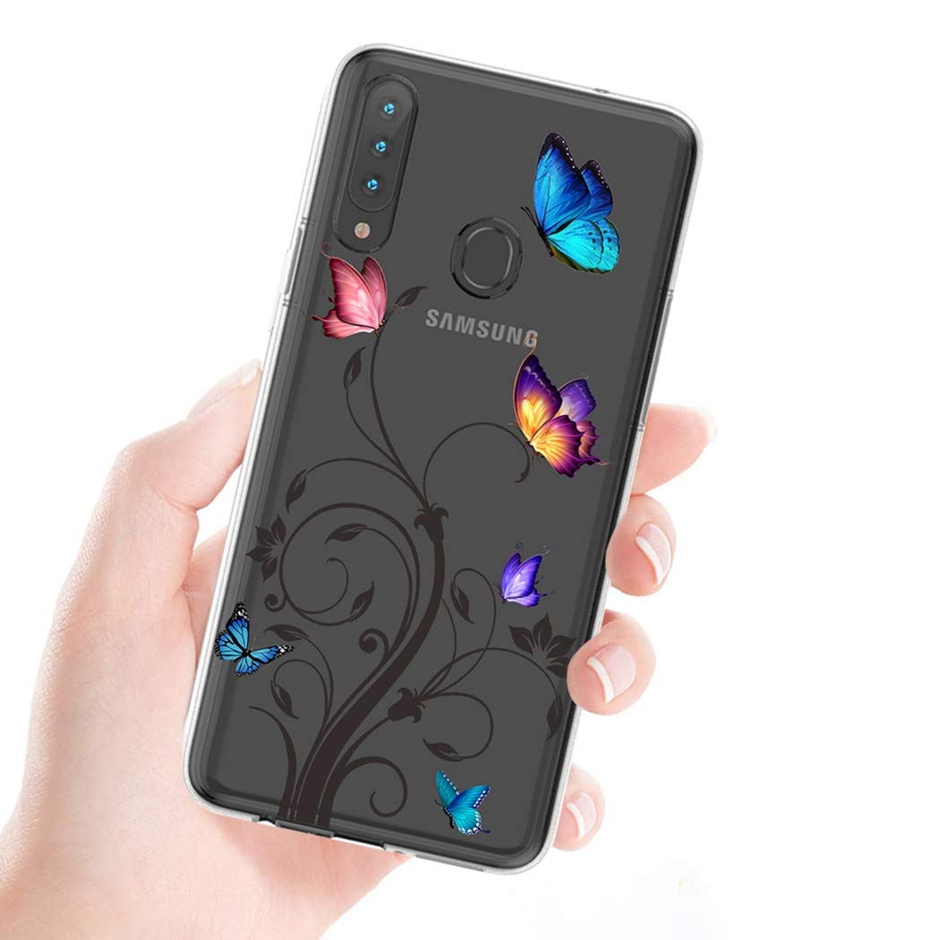 Samsung Galaxy A20S Phone Case - Clear TPU Shockproof Protective Cover for Women | Butterfly Design | Slim Soft Transparent Case | Perfect for Everyday Use & Gift Giving