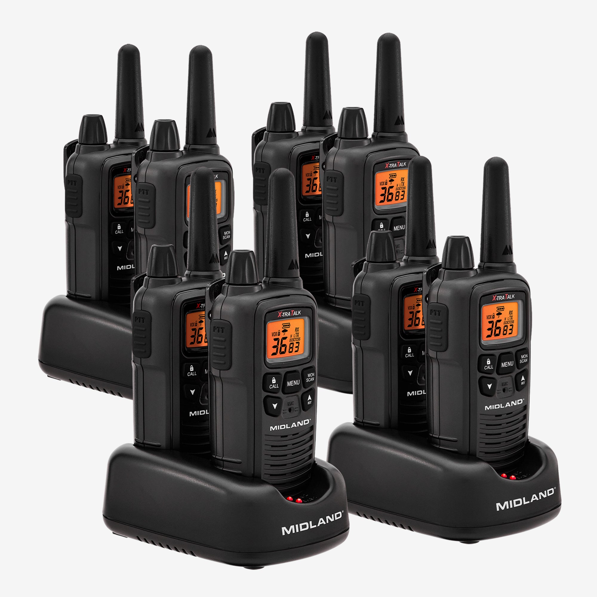 LXT600 FRS License Free Two Way Radio 8 Pack Bundle - Long Range Walkie Talkies for Outdoor Adventures, Camping, Hiking & Emergency Communication (LXT600BBX4)