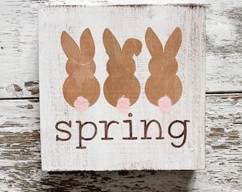 Easter Wood Sign - Farmhouse Handmade Wall Plaque for Spring Home Decor