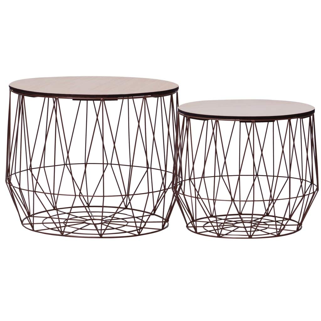 CHARMMA 2-Piece Copper Coffee Table Set - Modern Living Room Furniture for Home Decor & Small Space