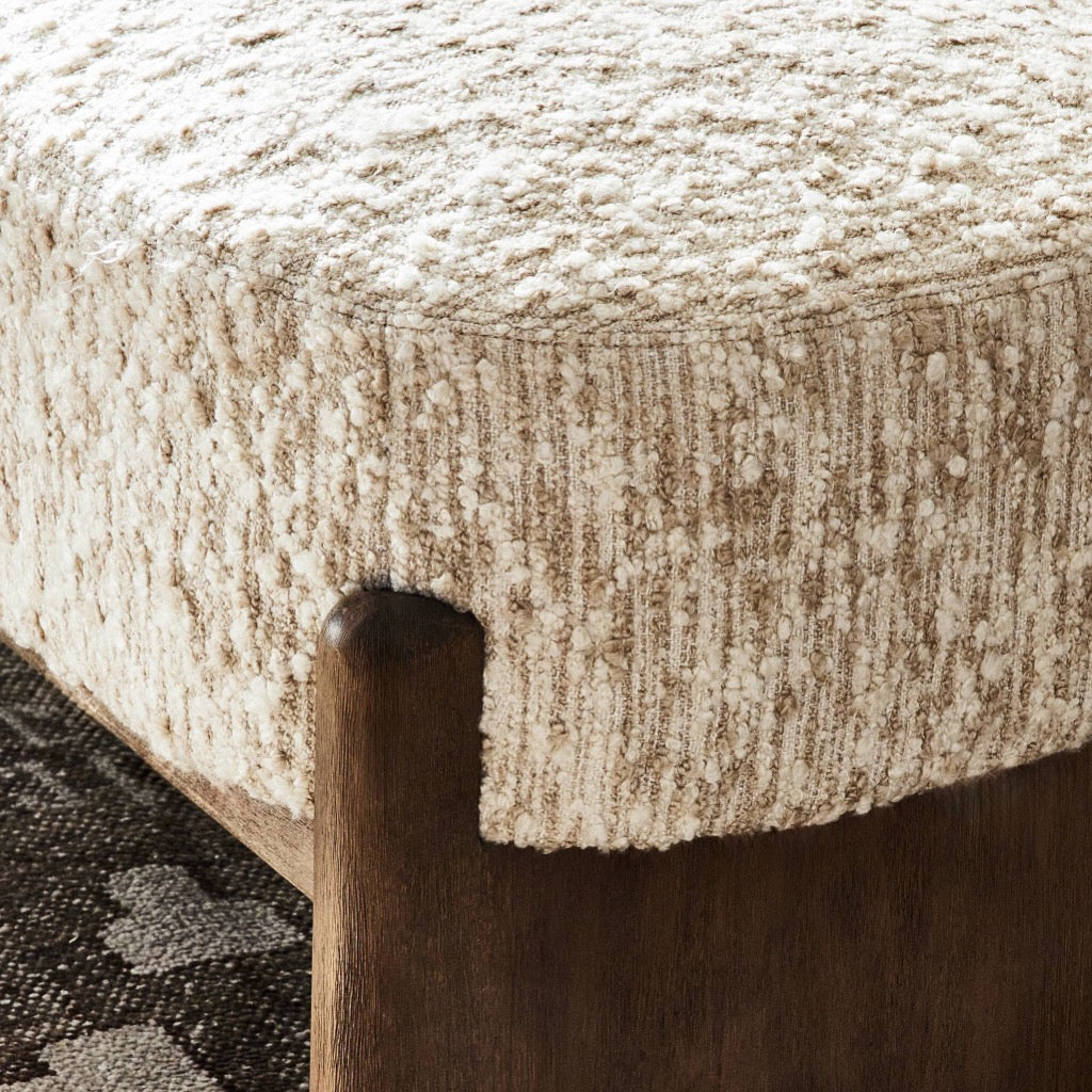 Kirby Accent Bench - Modern Upholstered Storage Ottoman with Removable Cushion, Solema Cream | Perfect for Living Room, Bedroom, or Entryway Seating & Storage