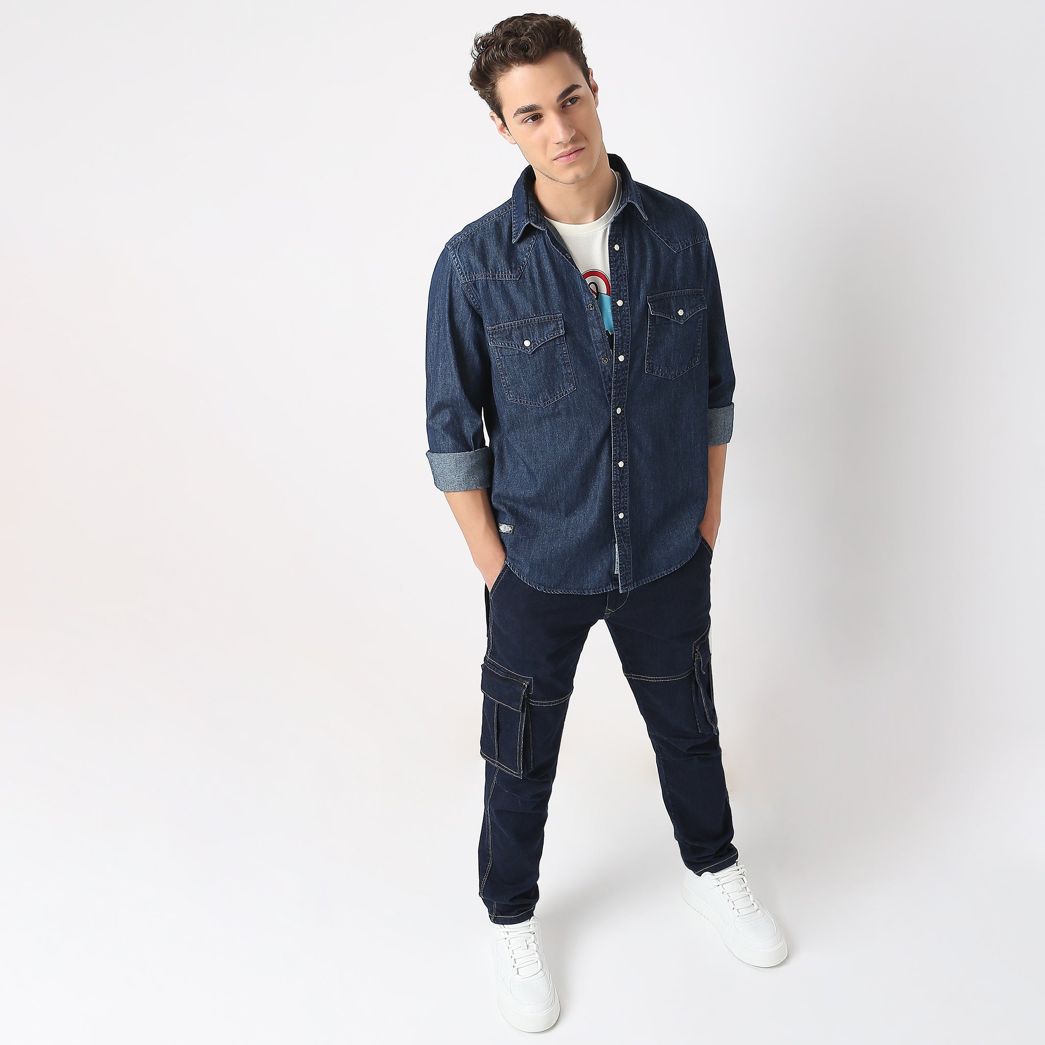 Authentic Silk Indigo Vintage American Style Mountain Shirt™ - Regular Fit Men's Casual Button Down Shirt for Outdoor Adventures & Urban Style