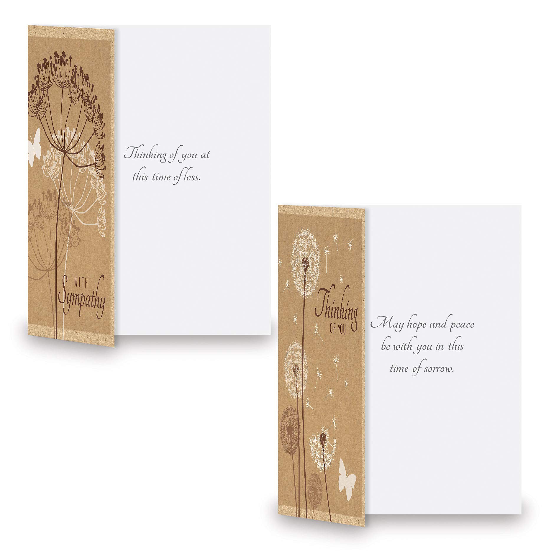 Premium Kraft Sympathy Greeting Cards Set - 8 Large 5x7 Inch Cards (4 Beautiful Designs) with Heartfelt Messages & White Envelopes - Perfect for Condolences, Memorials & Comforting Loved Ones