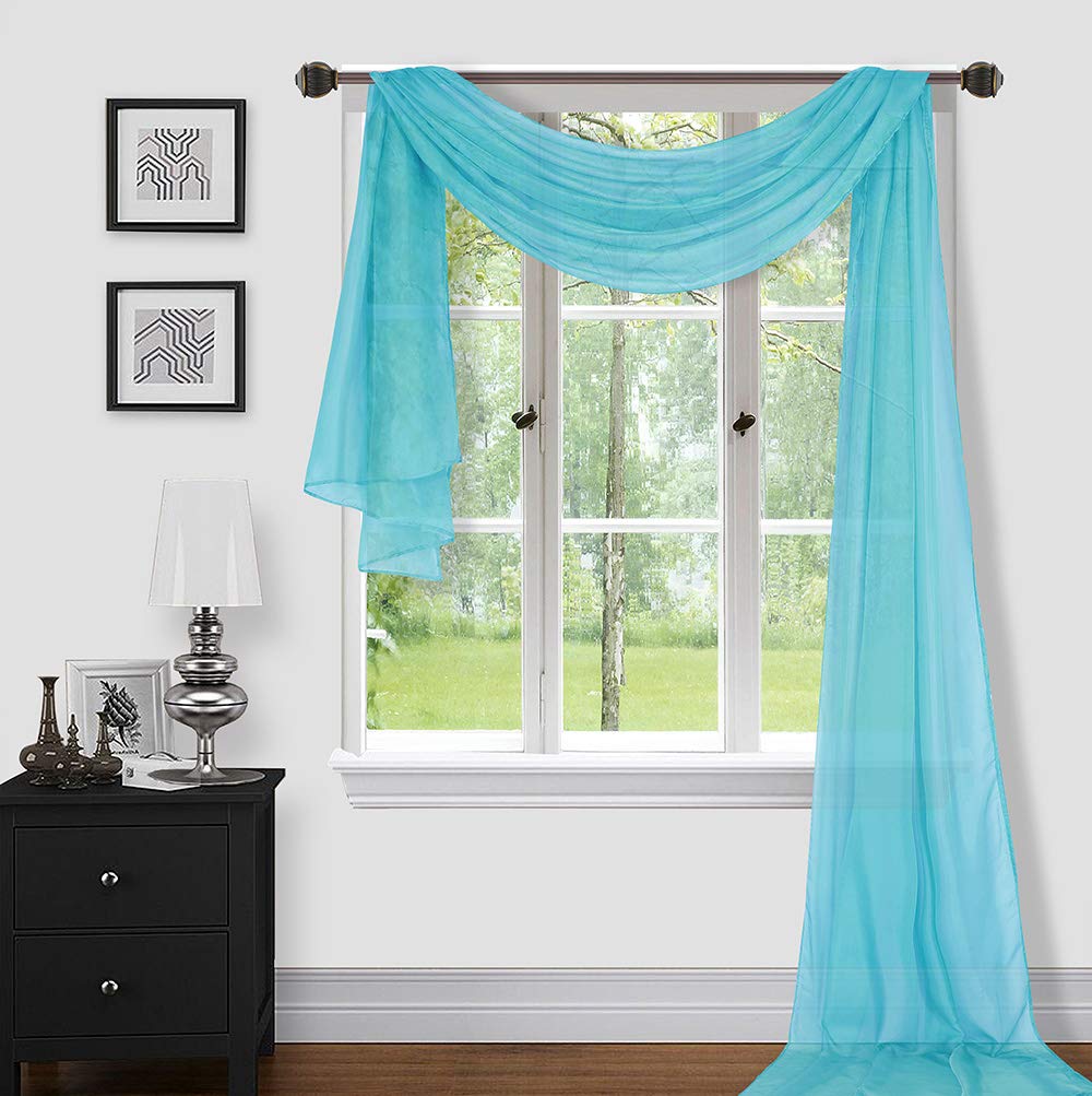 Sapphire Home Extra Long Sheer Window Scarf Valance Curtains - 37