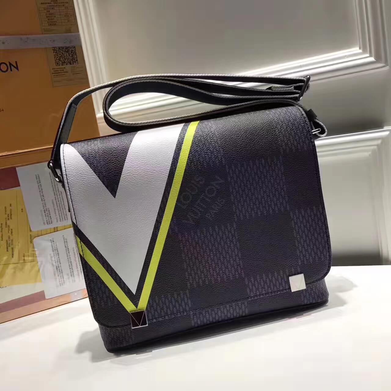 LV District PM Messenger Bag Damier Cobalt Canvas Yellow - Stylish Crossbody Bag for Work, Travel & Everyday Use | Luxury Designer Shoulder Bag for Men & Women