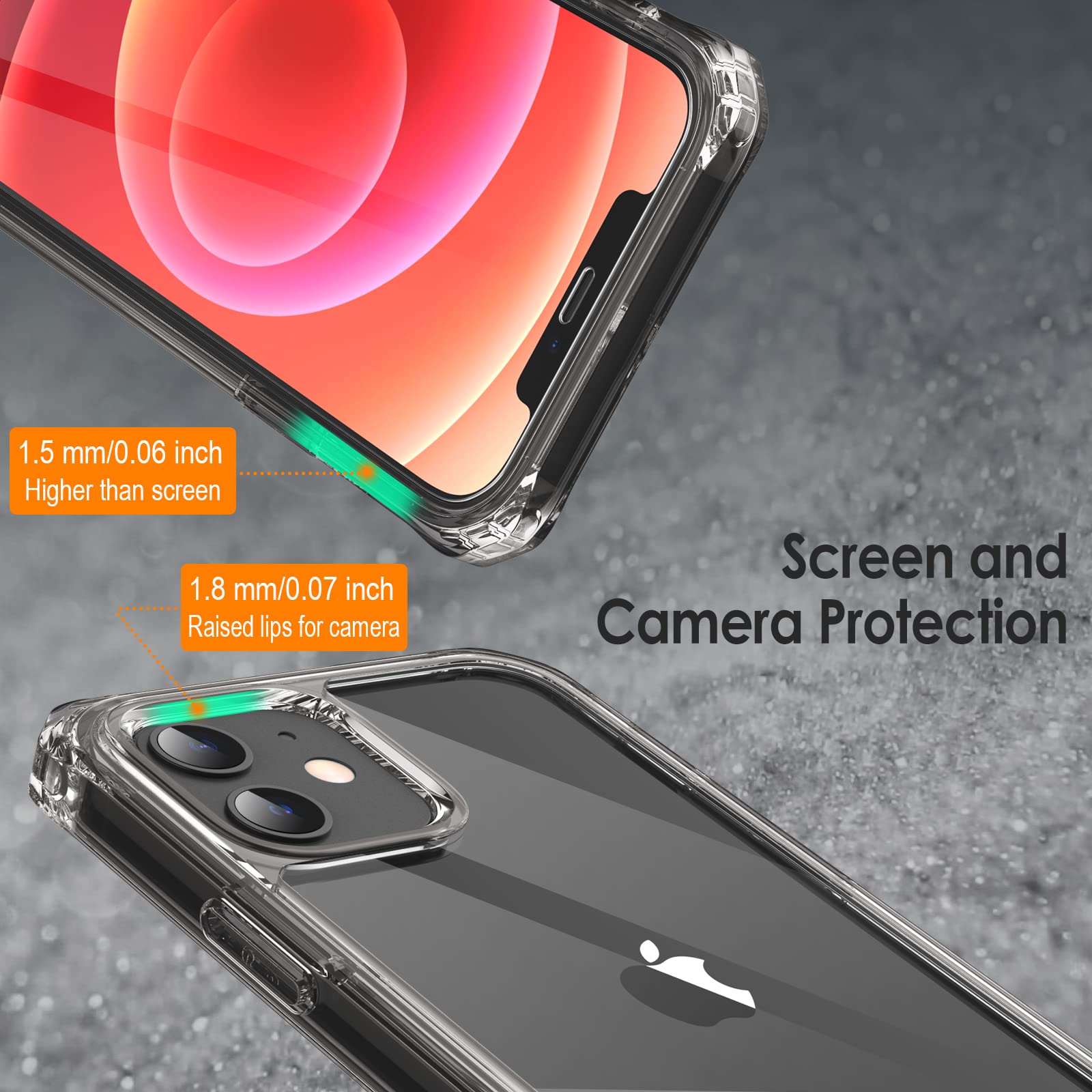 JETech iPhone 12/12 Pro Case 6.1 Inch with 2-Pack Tempered Glass Screen Protector - 360° Full Body Shockproof Bumper Cover, Clear Back Protective Phone Case (Black) | Perfect for Outdoor Activities, Travel & Daily Protection