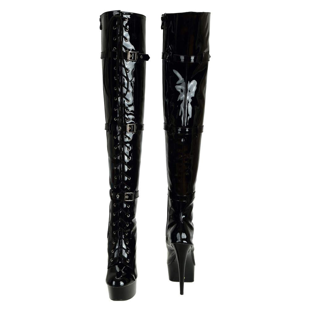 SheSole Women's Over The Knee Thigh High Heel Boots - Platform, Zip, Buckle & Lace Up Design for Fashion & Party Wear - Perfect for Night Out, Club & Special Occasions