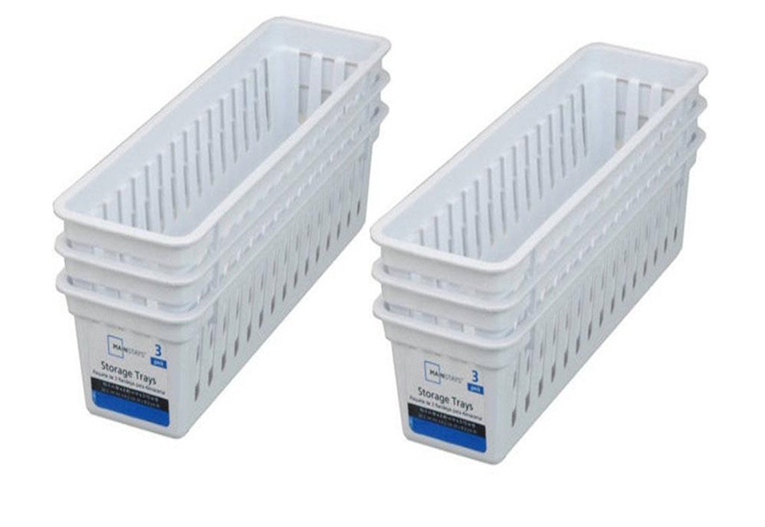 Mainstays White Plastic Storage Trays - 6 Pack for Organizing