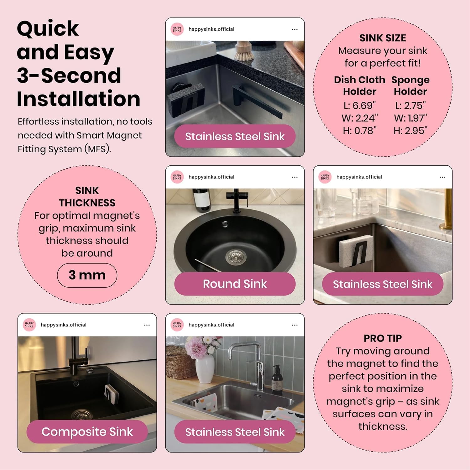 Strong Magnetic Dish Cloth Holder for Kitchen Sink - Heavy Duty Magnetic Kitchen Towel & Washcloth Organizer - Rustproof Dish Rag Hanger with Powerful Magnet for Steel & Metal Sinks - Perfect for Drying Sponges, Cleaning Rags & Hand Towels in Modern Kitchens