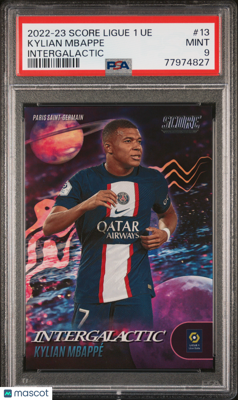 2022 Panini Score Ligue 1 Uber Eats Kylian Mbappe #13 PSA 9 Mint Condition - Rare Football Trading Card for Collectors, Fans & Investment - Perfect for Display, Gifts & Memorabilia Collections