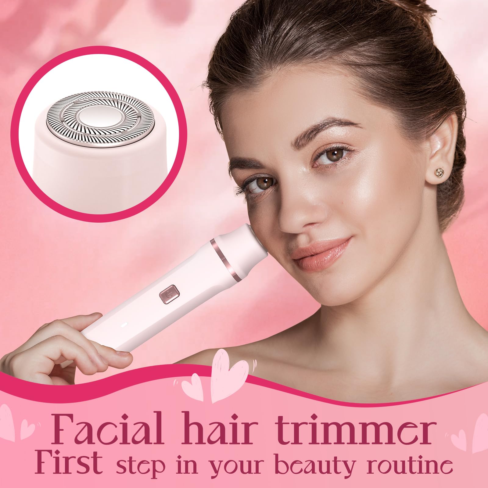 Pink Bikini Trimmer for Women with Replacement Blades - Painless Hair Removal for Sensitive Skin, Bikini Line, Underarms & Legs - Waterproof & Rechargeable Personal Grooming Kit