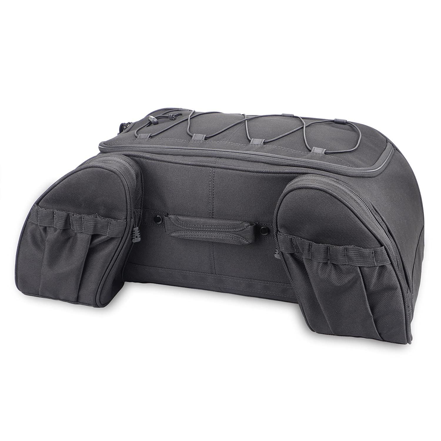 **Black Motorcycle Tour Pack Trunk Rack Luggage Bag for Harley Electra Glide, Road King, Street Glide & Touring Models - Durable Storage for Long Rides & Road Trips**