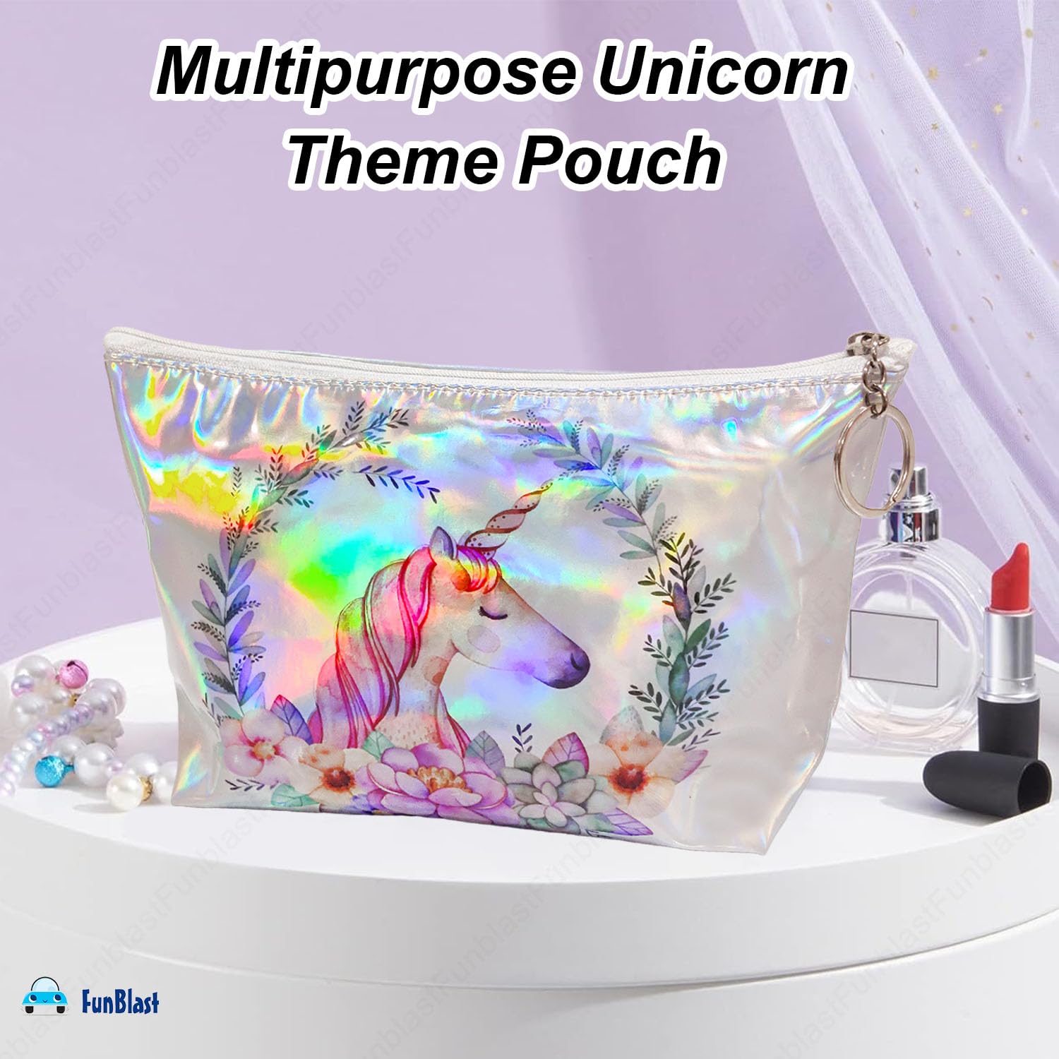 FunBlast Unicorn Pouch - Cute Zippered Pouch for School, Travel & Cosmetics | Multipurpose Organizer Bag for Stationery, Makeup & Money | Perfect Gift for Girls & Women