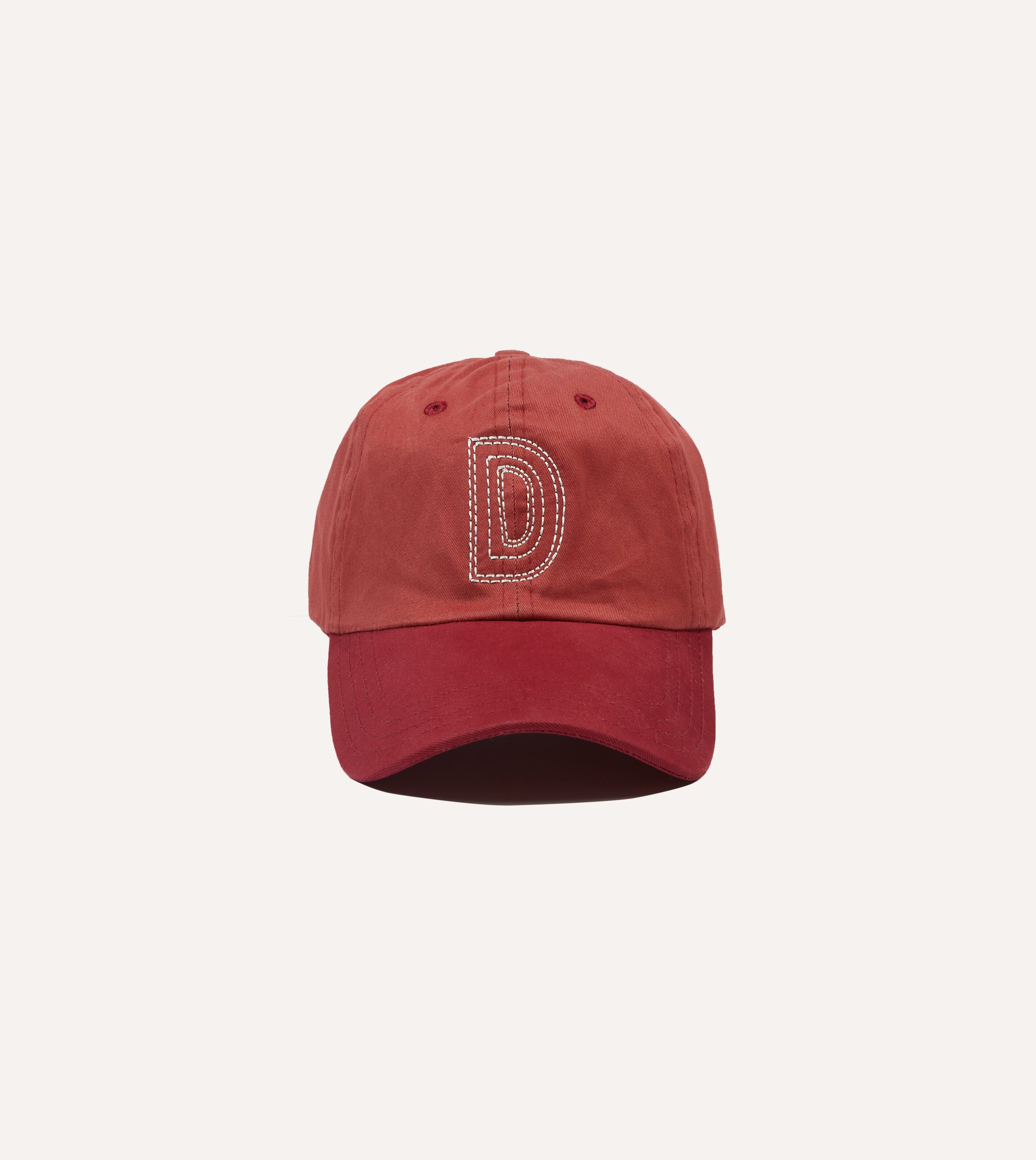 Red 'D' Emblem Seed Stitch Cotton Twill Baseball Cap - Vintage Style Adjustable Dad Hat for Men & Women - Perfect for Outdoor Sports, Casual Wear & Fashion Accessories