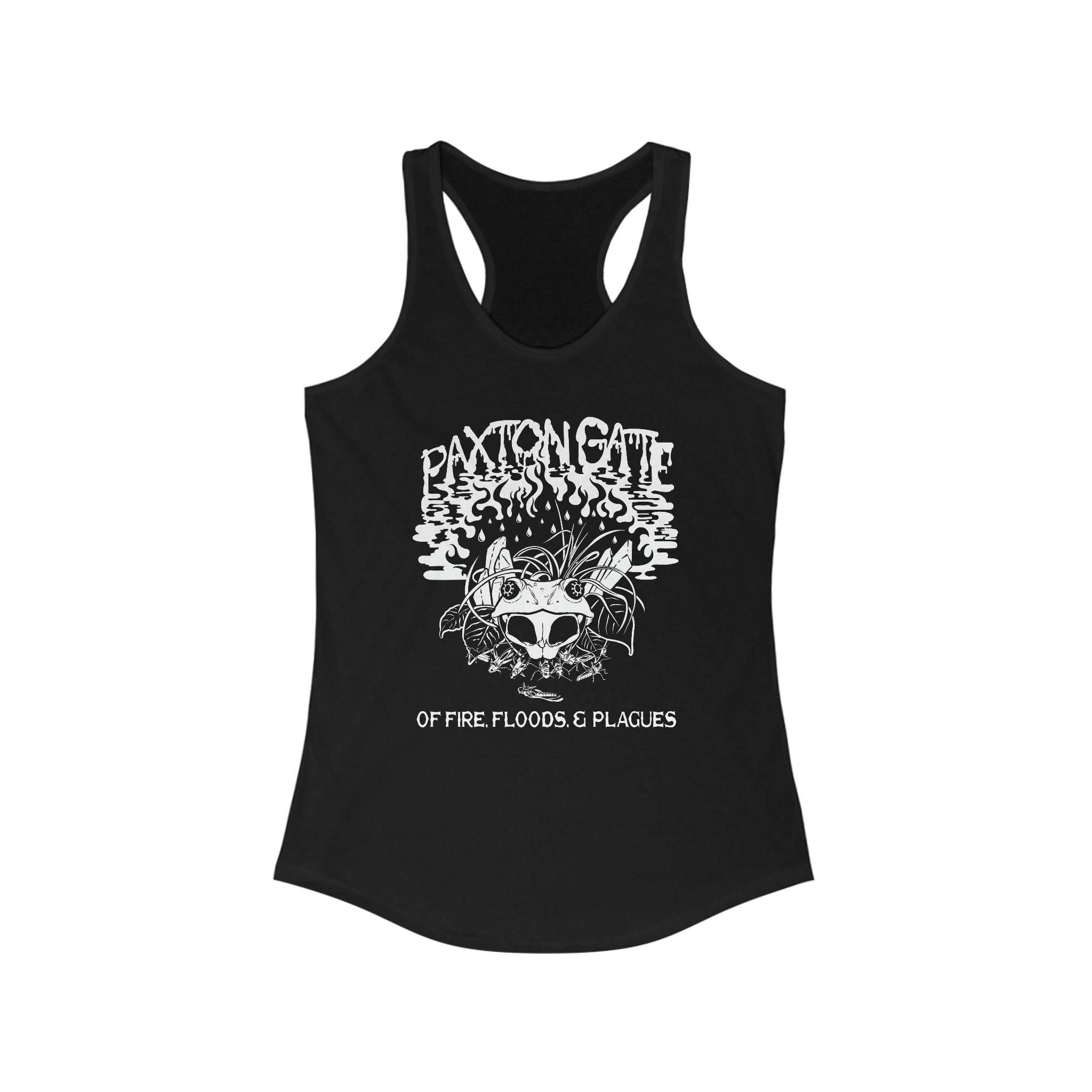 Women's Racerback Tank - 'Of Floods, Fires & Plagues' Graphic Design by Megan Lees | Comfortable & Stylish Workout Top for Yoga, Gym & Casual Wear