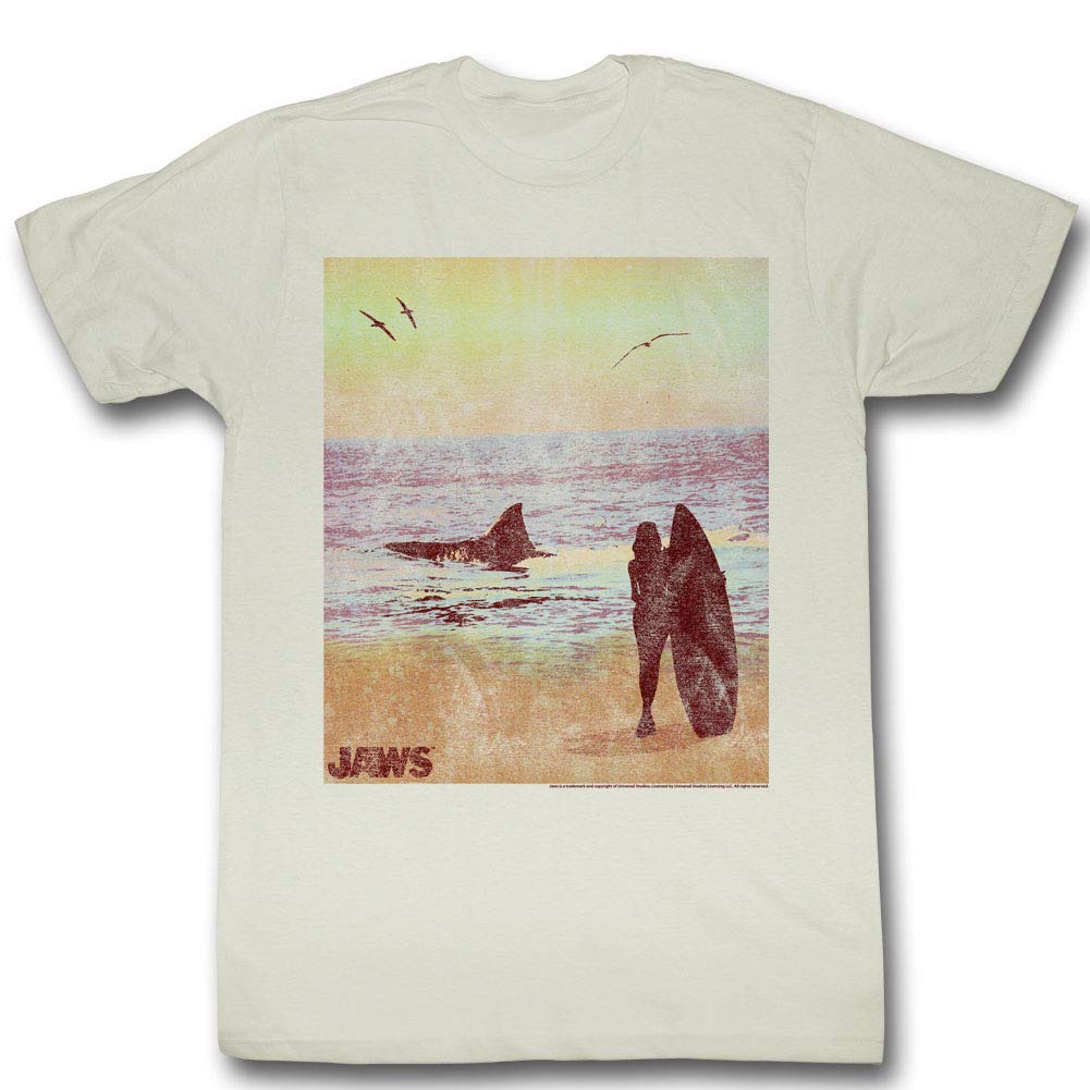 Jaws Mens Surfside Graphic T-Shirt - Large Size, Natural Color - Perfect for Beach, Surfing & Casual Wear