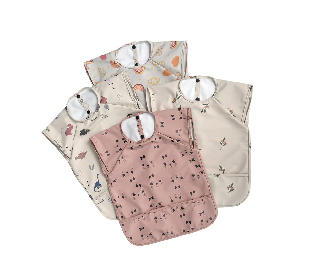 Waterproof Baby Bibs for Infants & Toddlers - Extra Cover Feeding Bib with Food Catcher - Easy to Clean & Washable - Perfect for Mealtime, Travel & Messy Play