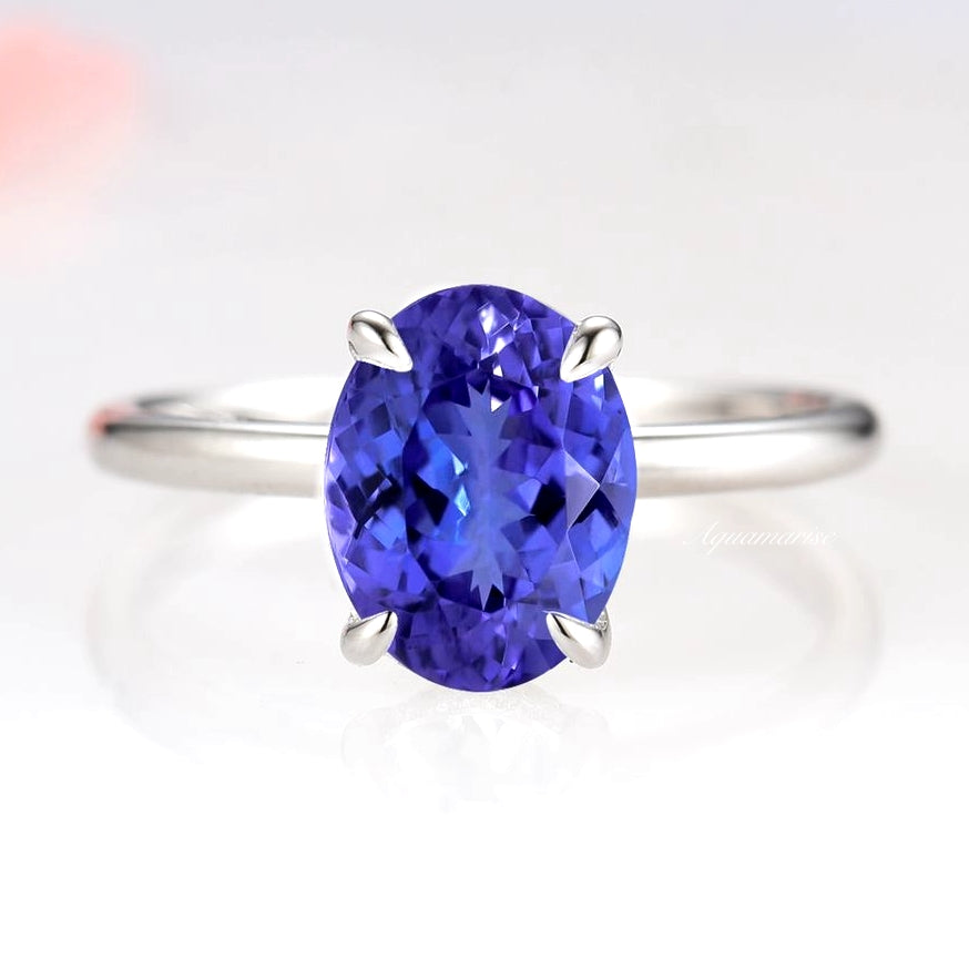 2CT Solitaire Tanzanite Ring in Sterling Silver - Elegant Blue Gemstone Jewelry for Engagement, Wedding & Anniversary Gifts