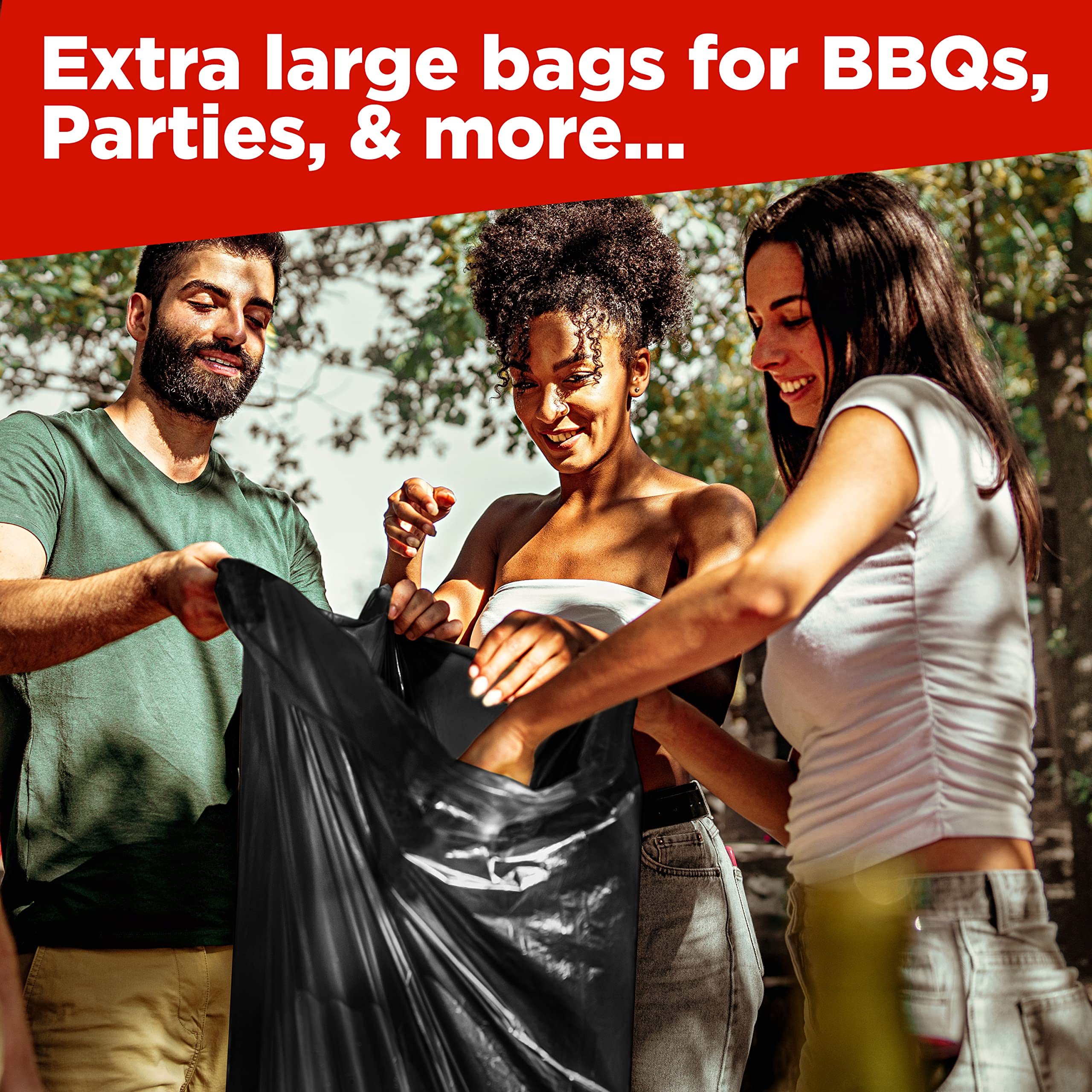 **Heavy Duty 64-65 Gallon Trash Bags (50 Count) - 50 x 48