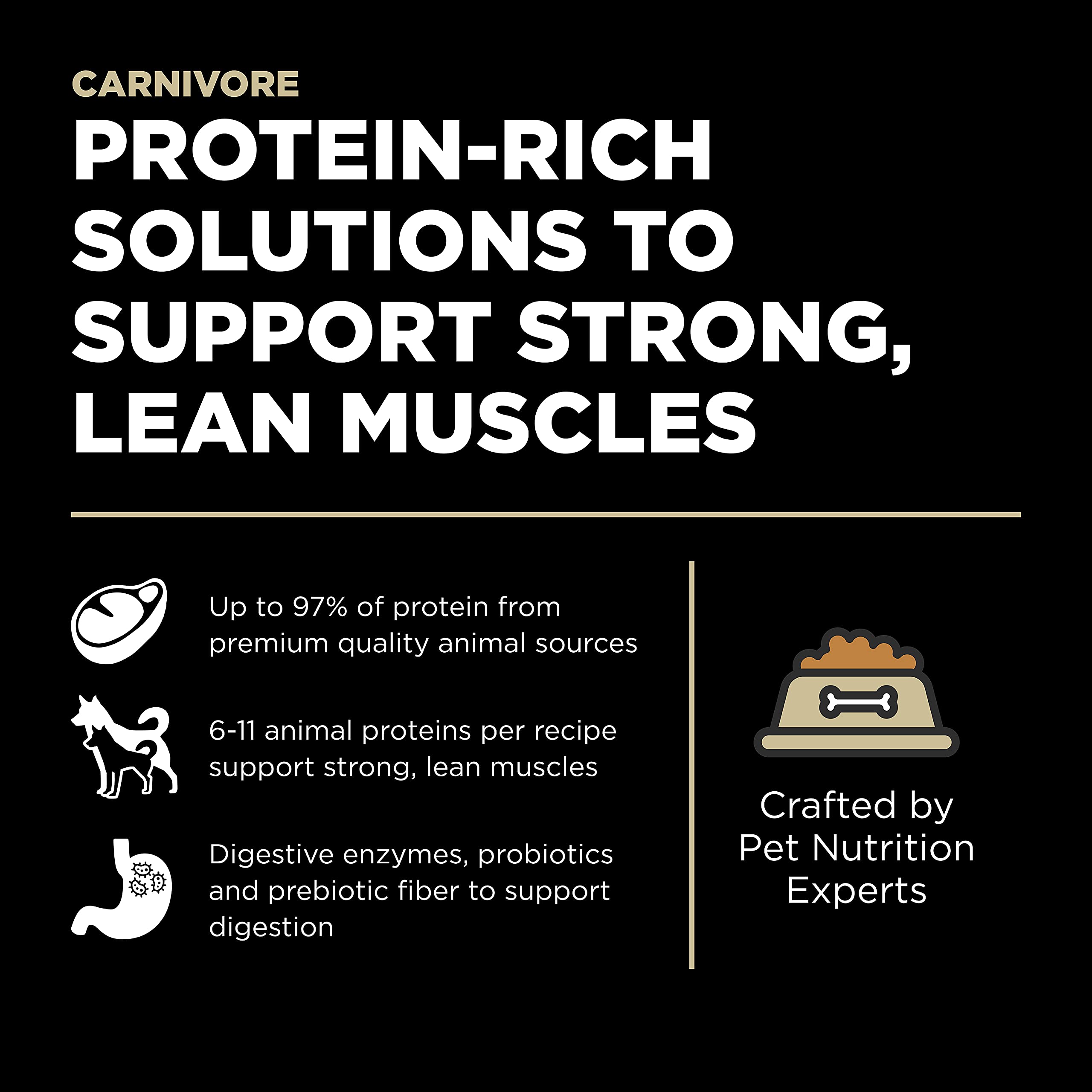 Go! Solutions Carnivore Grain-Free Dry Dog Food - High Protein Lamb & Wild Boar Recipe, 22lb Bag - Perfect for Active Dogs & Protein-Rich Diets