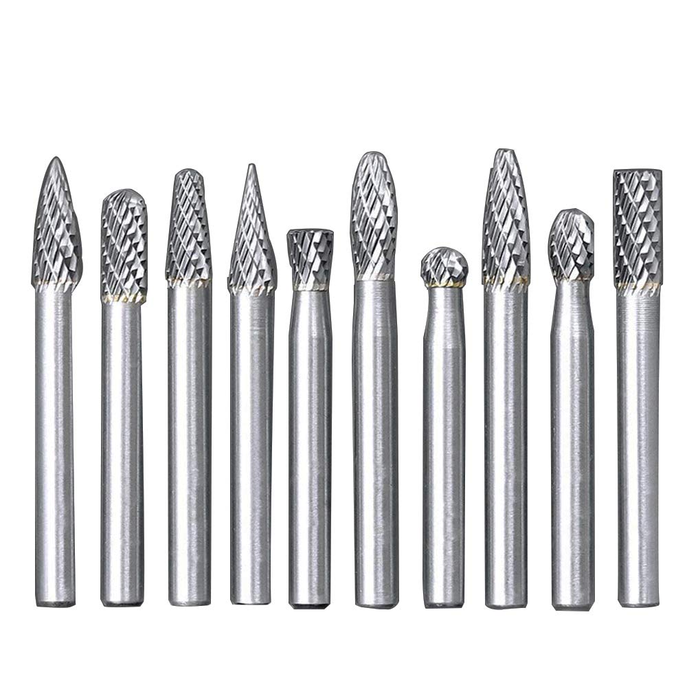 10pc Tungsten Carbide Rotary Burr Set - 1/4