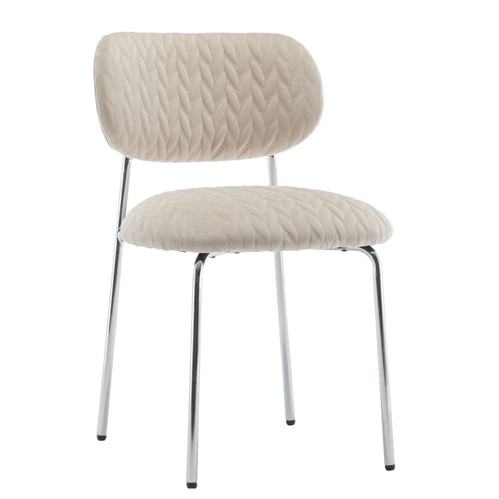 Modern Velvet Upholstered Dining Chairs Set of 2 with Soft Back & Metal Legs - Elegant White Kitchen, Dining Room, Living Room Seating for Home Decor