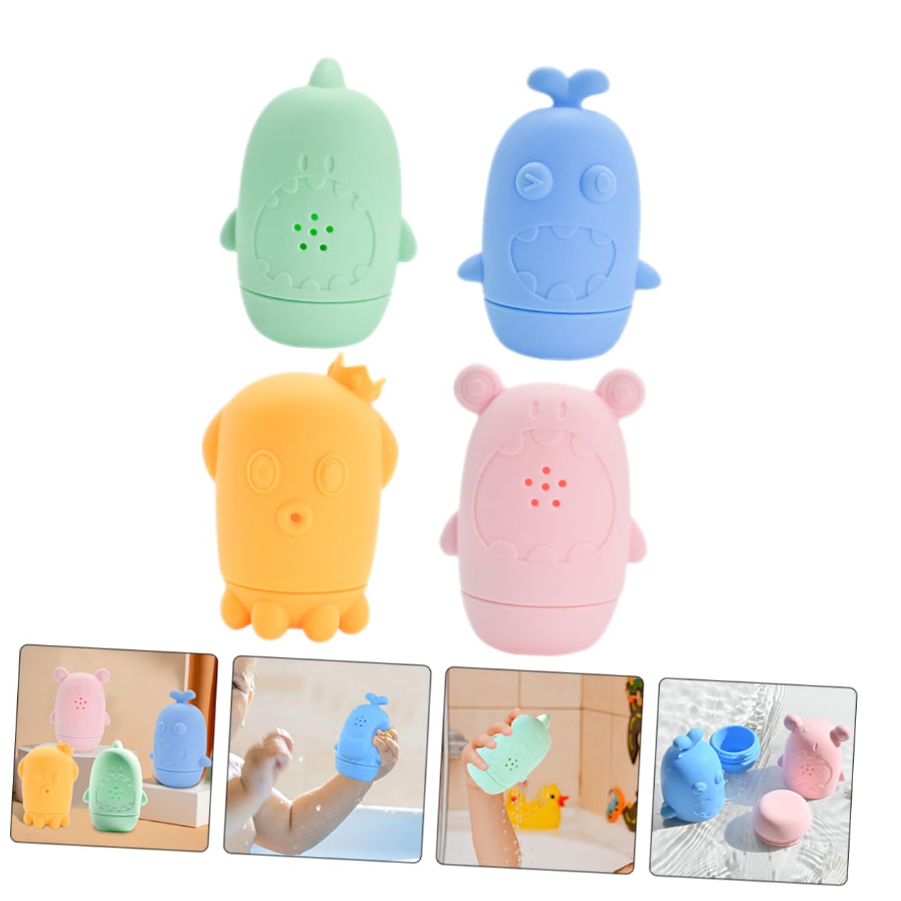 ORFOFE 4-Piece Bath Toys Set for Kids - Fun Bathtub Floating Toys for Toddlers & Babies - Perfect for Bath Time Play, Sensory Learning & Water Play Activities
