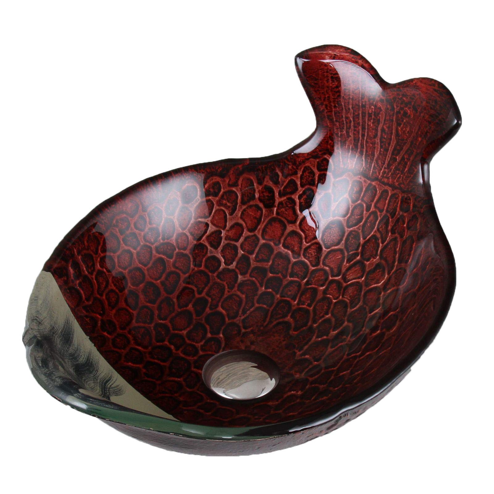 ELITE Mermaid IVY Tempered Glass Bathroom Vessel Sink - Modern Vanity Basin for Powder Room, Guest Bath & Master Suite Decor