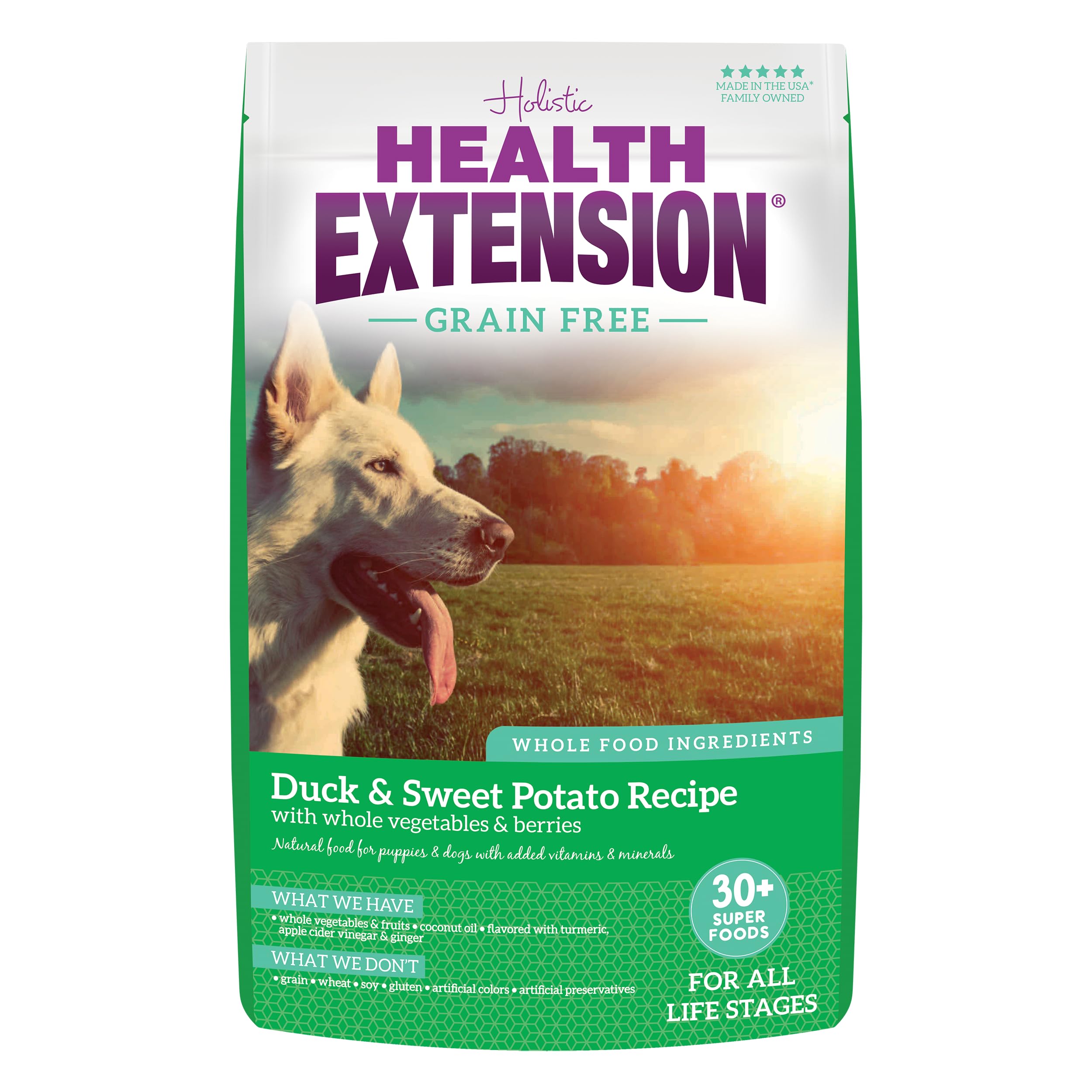 Health Extension Grain Free Duck & Sweet Potato Dry Dog Food (23.5 lb / 10.66 kg) - High Protein Duck Recipe with Turmeric & Antioxidants for Healthy Skin & Digestion - Perfect for Adult Dogs with Sensitive Stomachs & Allergies
