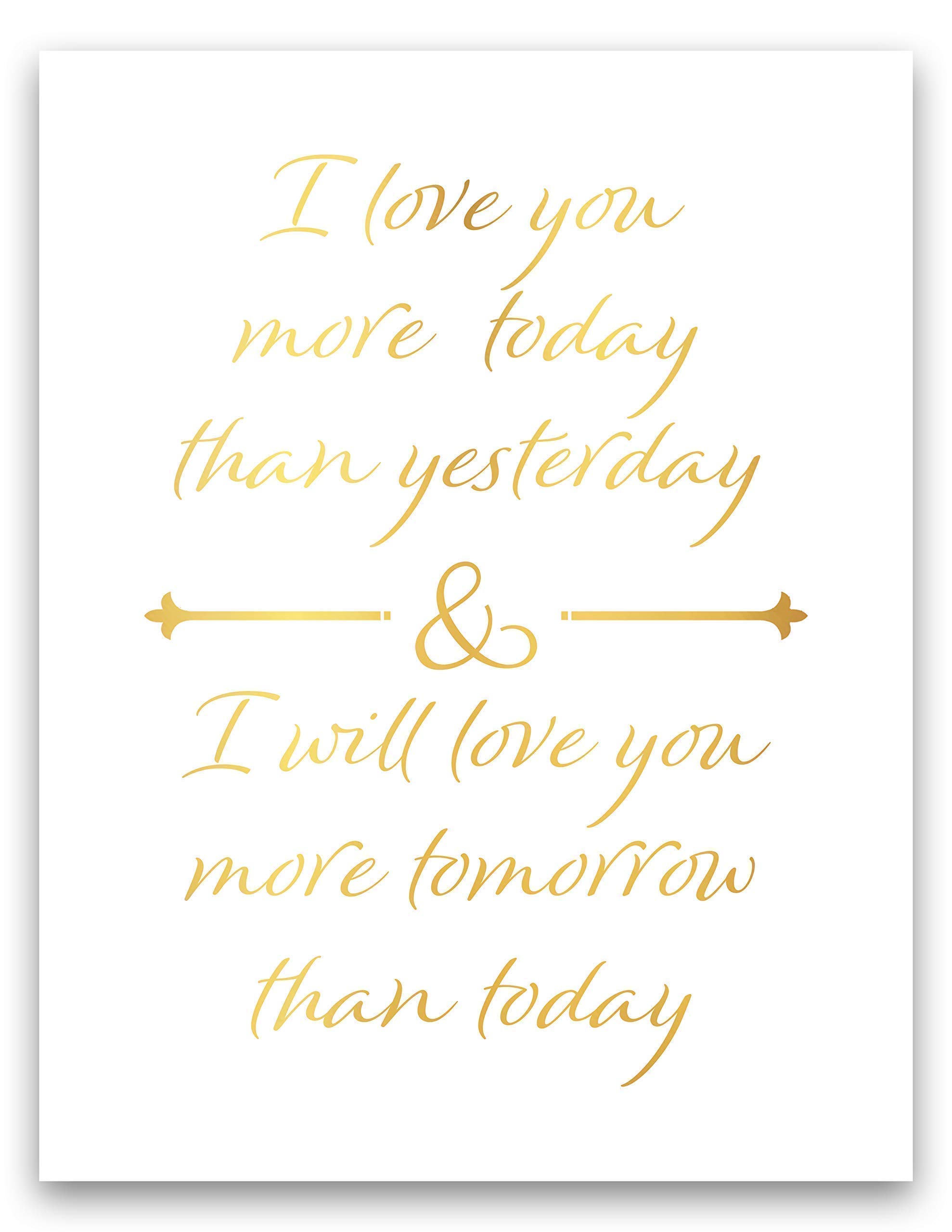 Romantic Love Quotes Wall Art - Gold Foil Print Unframed Poster for Couples, Wedding, Anniversary Gift | Bedroom, Living Room, Office Decor