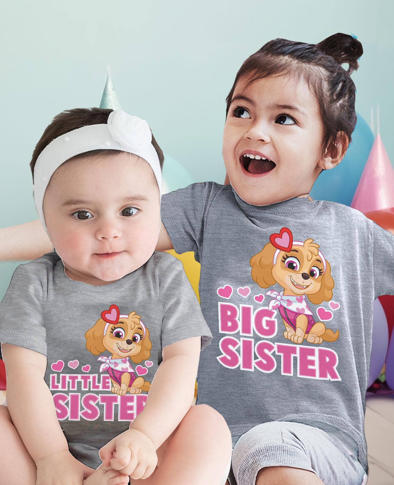 Paw Patrol Skye Big Sister Little Sister Matching Outfits for Girls - Cute Sibling Shirts for Twins & Sisters - Perfect for Birthday Parties, Family Photos & Matching Outfit Days