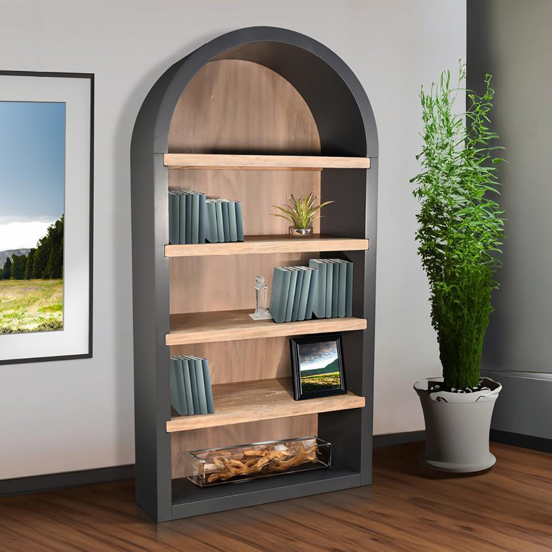 Logan Arched Bookcase - Stylish Wooden Bookshelf for Home & Office - Perfect for Living Room, Bedroom, or Study Organization