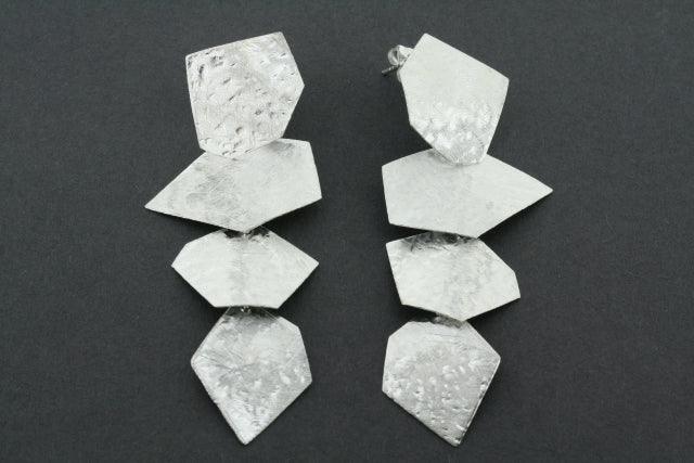 4-Piece Sterling Silver Shard Earrings Set - Elegant Dangle Earrings for Women - Perfect for Parties, Weddings & Everyday Wear