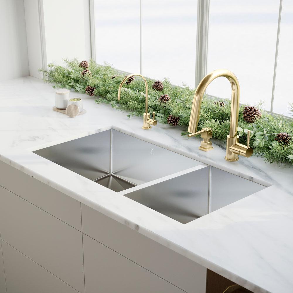 ZLINE Single Handle Drinking Water Faucet in Polished Gold - Modern Kitchen Sink Faucet for Home, Office & RV Use (FBV PG)