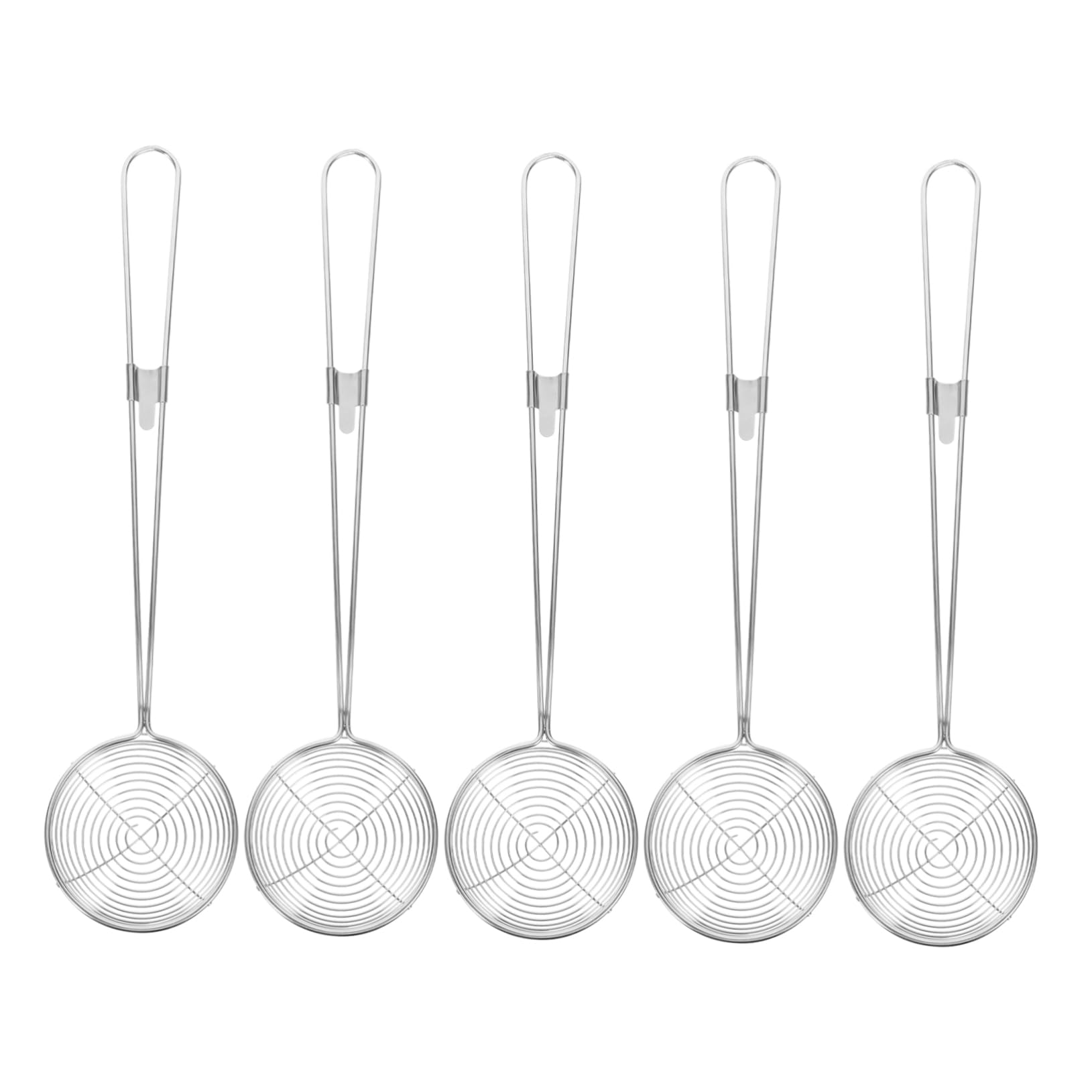 5-Piece Stainless Steel Colander Filter Spoons Set - Kitchen Strainer Sieve for Pasta, Vegetables, Fruits - Durable Food Skimmer Scoop for Cooking, Baking, and Meal Prep
