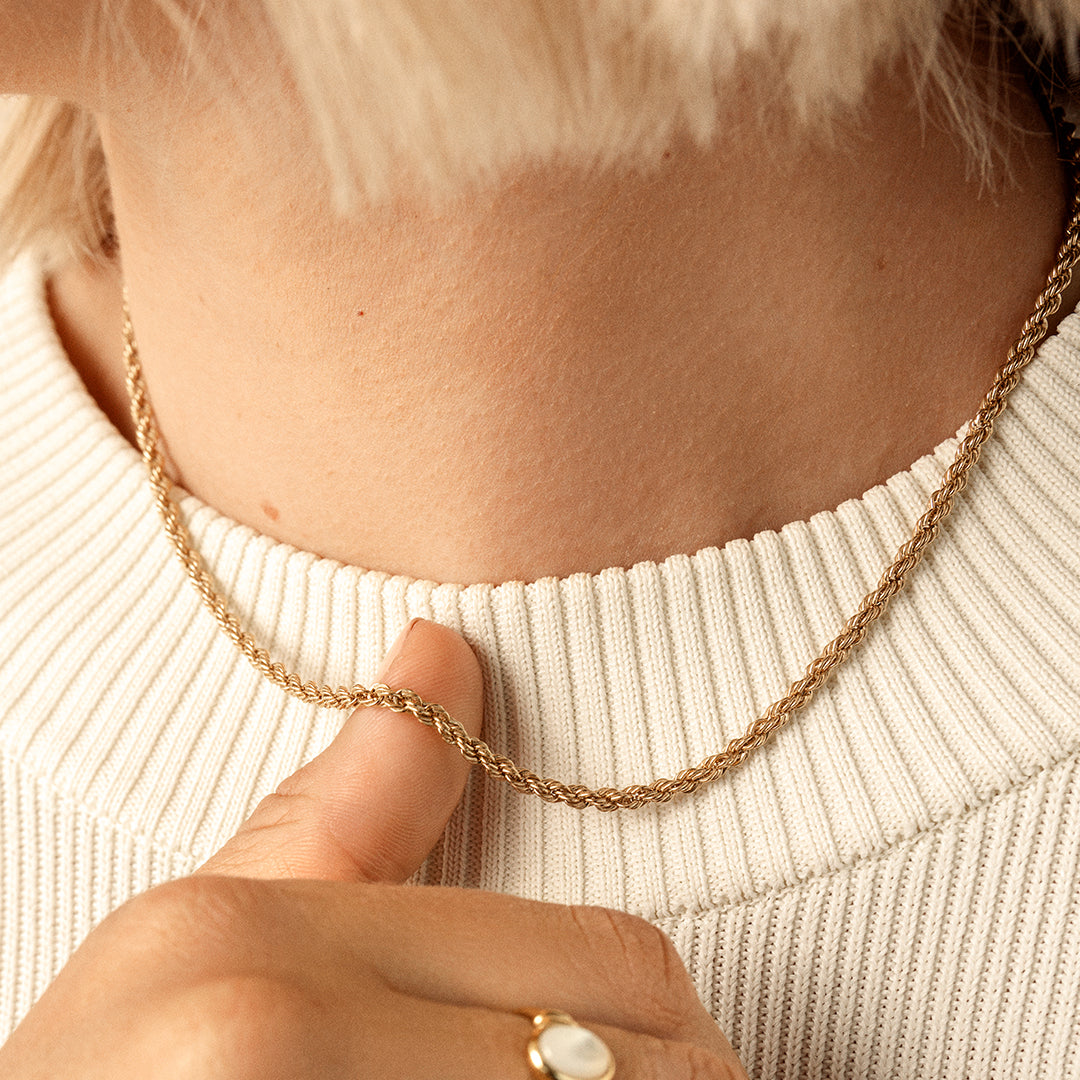 14K Gold Rope Chain Necklace for Women & Men - Durable & Stylish Jewelry Gift for Everyday Wear & Special Occasions