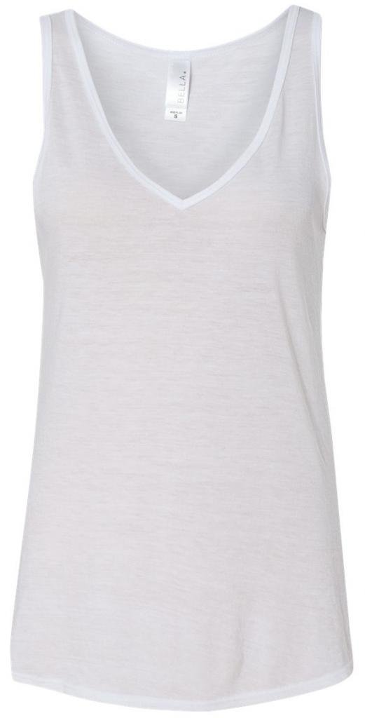 Women's White Flowy V-Neck Yoga Tank Top - Breathable Workout Shirt for Yoga, Pilates & Gym | Comfortable Fitness Apparel