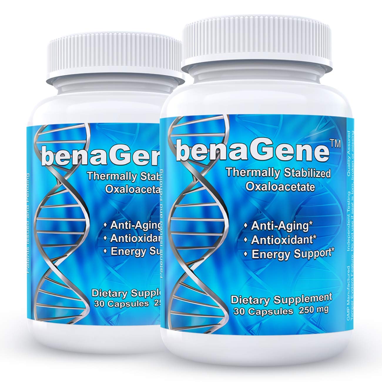 2 BenaGene Bottles - Patented Thermally Stabilized Oxaloacetate Longevity Supplement for Anti-Aging & Cellular Health | Supports Brain Function & Energy Metabolism