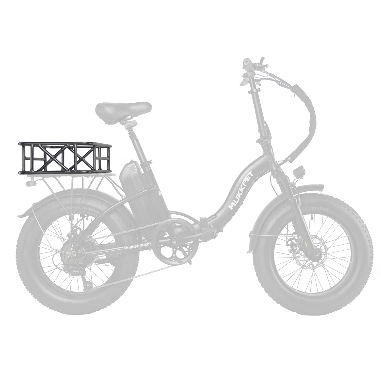 Rear Removable Metal Bike Basket - Large Capacity Quick Assemble for GL Series Folding Ebike & Mukkpet Suburban Electric Mountain Bike - Perfect for Commuting, Grocery Shopping & Outdoor Adventures