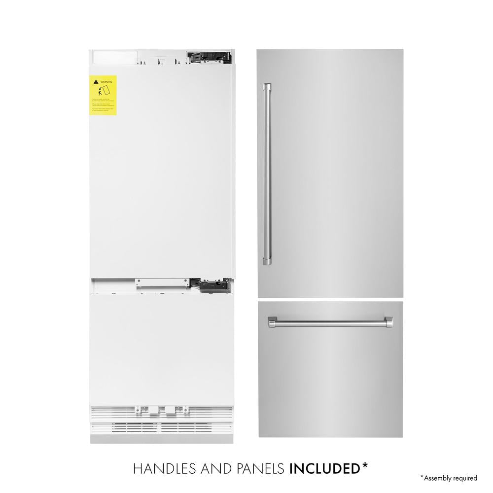 ZLINE 30 Inch 16.1 Cu Ft Built-In Bottom Freezer Refrigerator with Water Dispenser & Ice Maker - Stainless Steel (RBIV 304 30) | Perfect for Modern Kitchens, Open Concept Homes & Luxury Appliances Collection