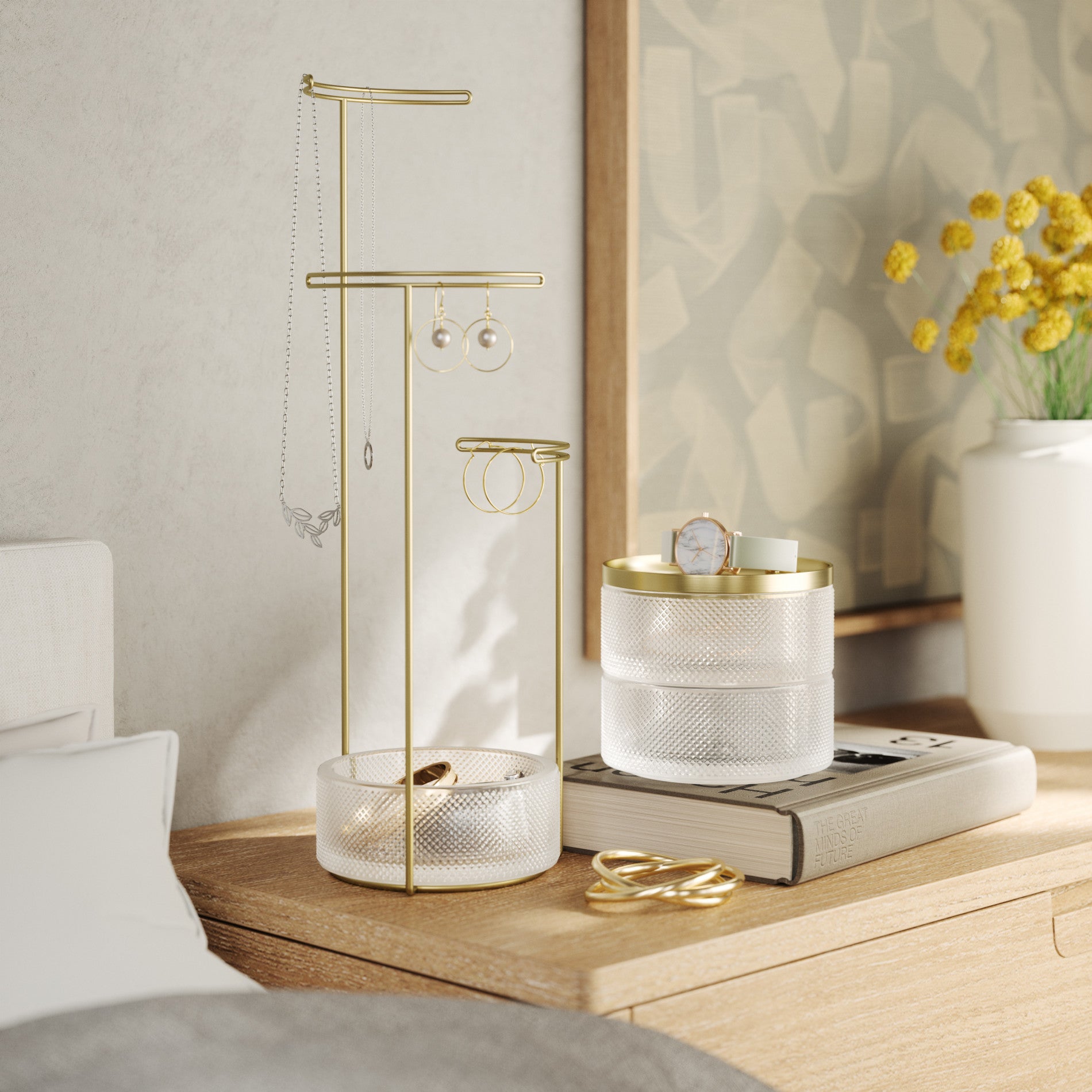 Tesora Jewelry Stand - Elegant Jewelry Organizer for Necklaces, Rings & Bracelets - Perfect for Bedroom, Bathroom & Travel Use
