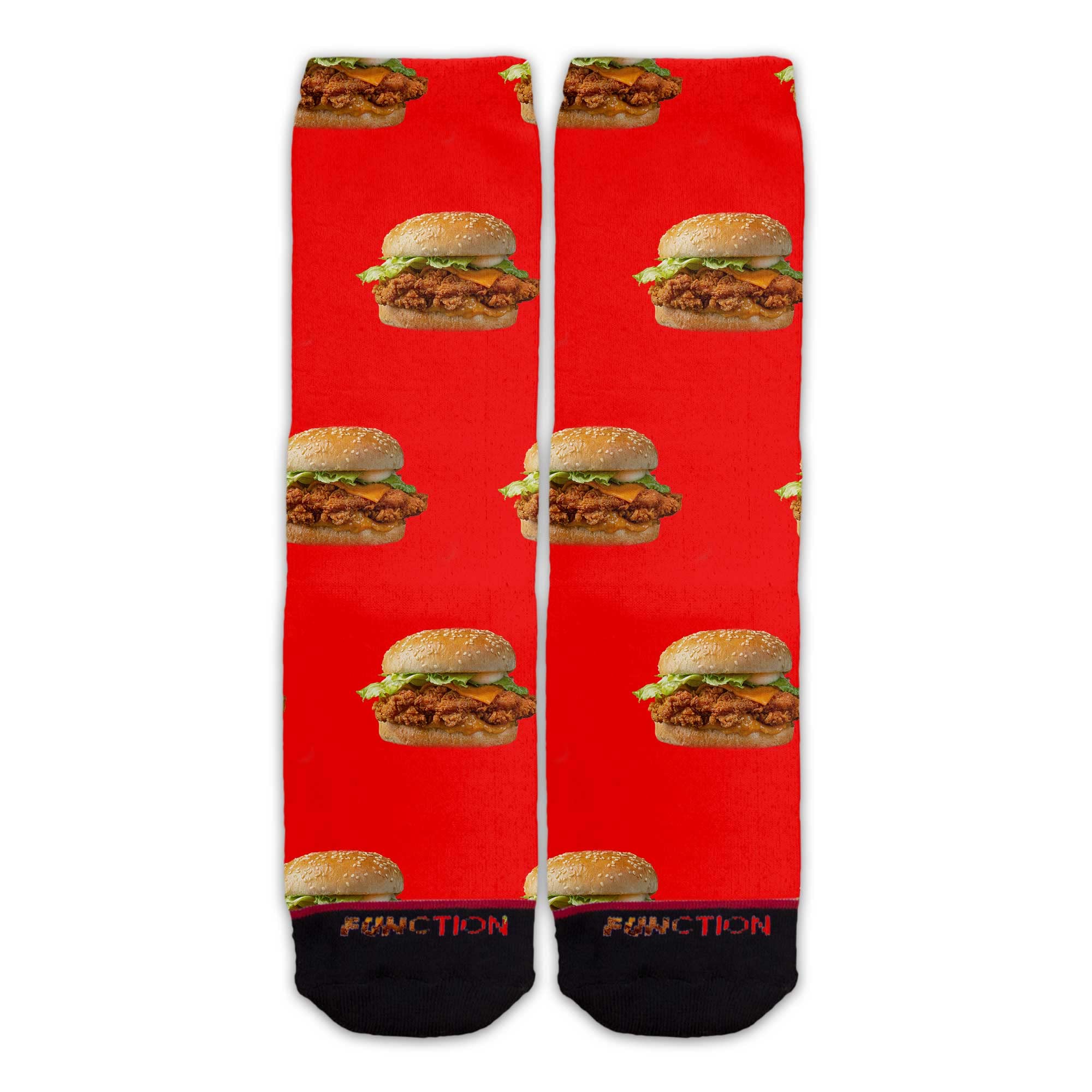 Spicy Chicken Sandwich Socks - Fun Fast Food Themed Novelty Socks for Men & Women - Perfect for Gifts, Cosplay, and Fast Food Lovers