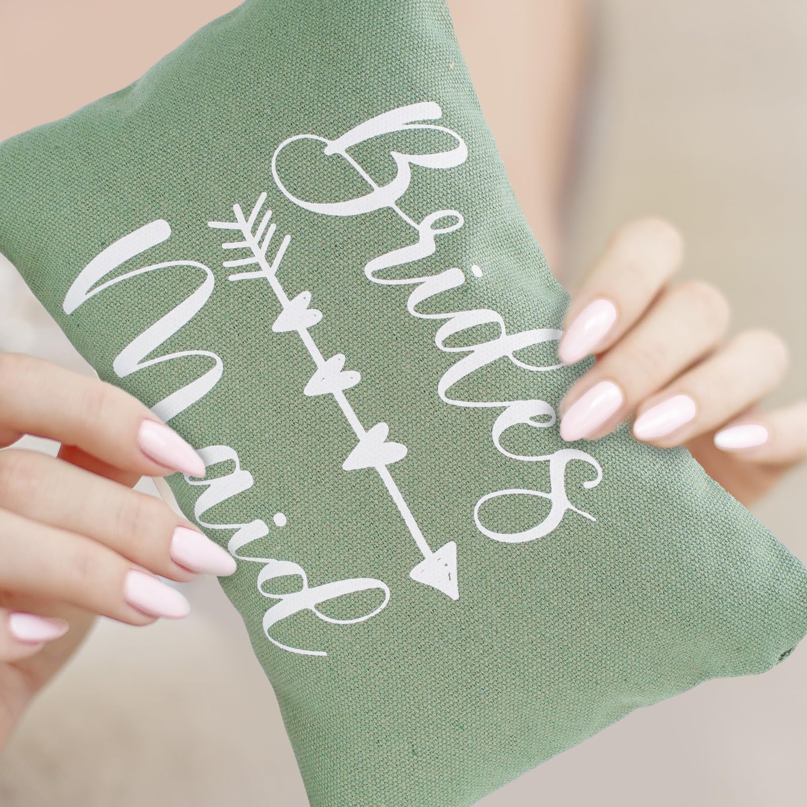 Whaline 8Pcs Bridesmaid Makeup Bags - Sage Green Cosmetic Organizer with Zipper for Wedding, Bridal Shower & Party Favors - Perfect Gift for Maid of Honor, Bachelorette & Women's Travel Essentials