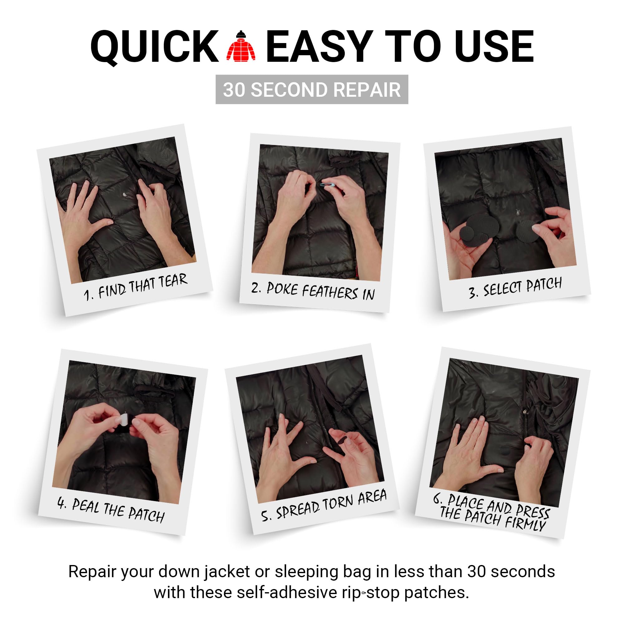 DJR Self-Adhesive Silver Down Jacket Repair Patches - Waterproof & Durable for Outdoor Gear, Winter Coats, Sleeping Bags - Perfect for Camping, Hiking & Cold Weather Activities