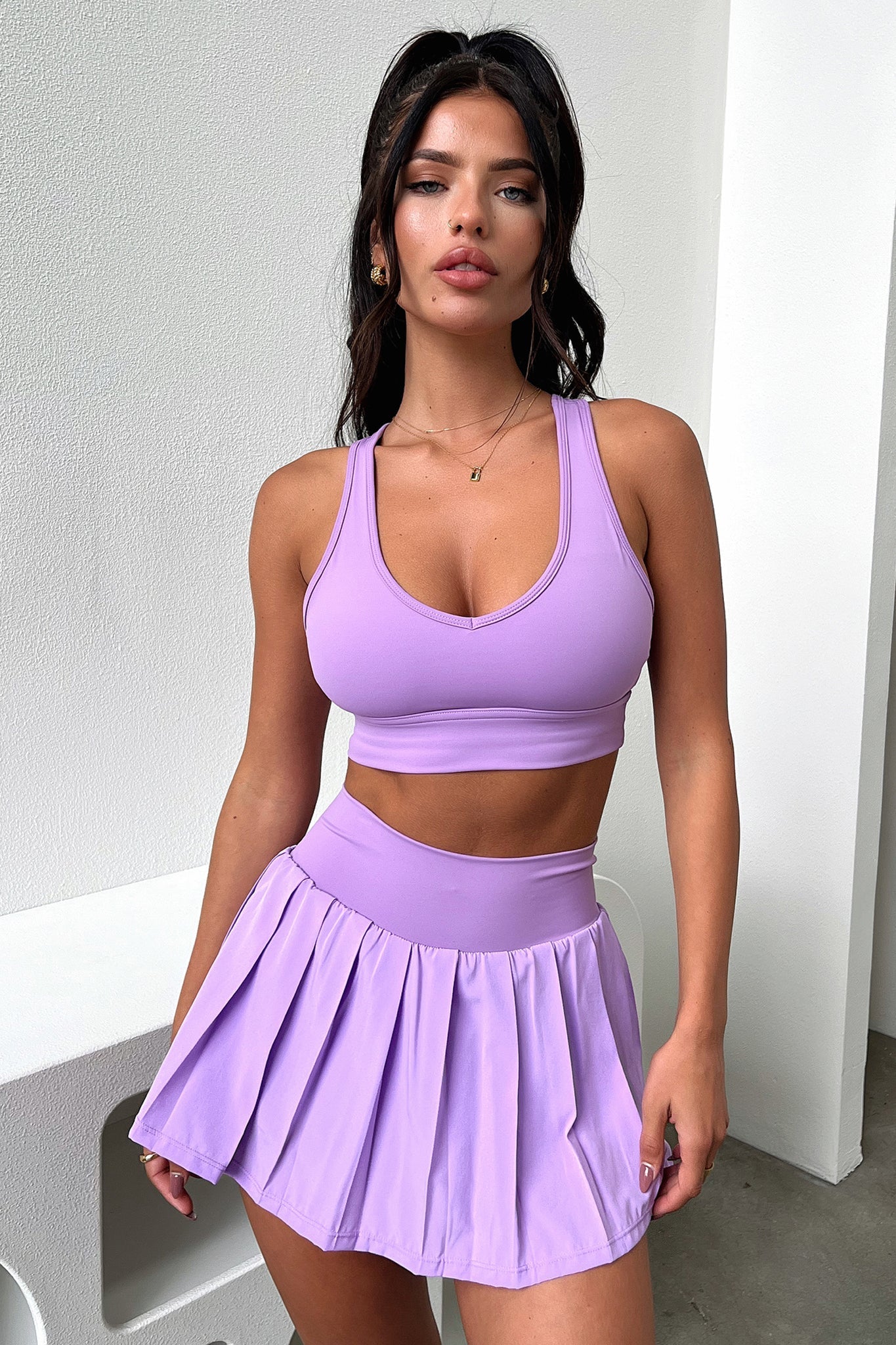 Alani Women's Purple Tennis Skort - High Waist Athletic Skirt with Built-in Shorts for Tennis, Golf, Running & Workouts